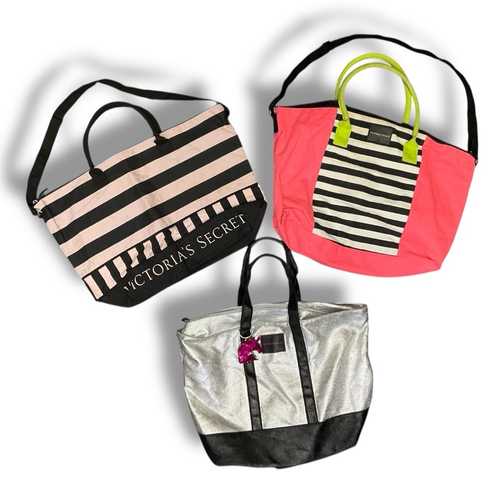 💋 Victoria’s‎ Secret Tote Bag Bundle | 3-Piece Metallic, Neon, & Classic Set